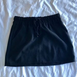 Mango black drawstring mini skirt